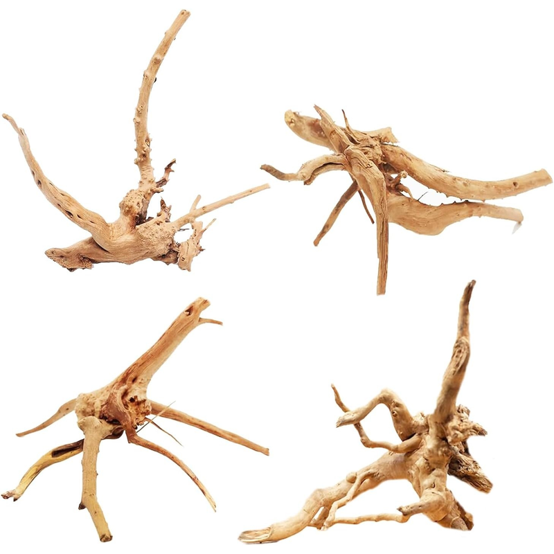 Aquarium Plant Guide - 4PCS Natural Wooden Fish Tank Decorations